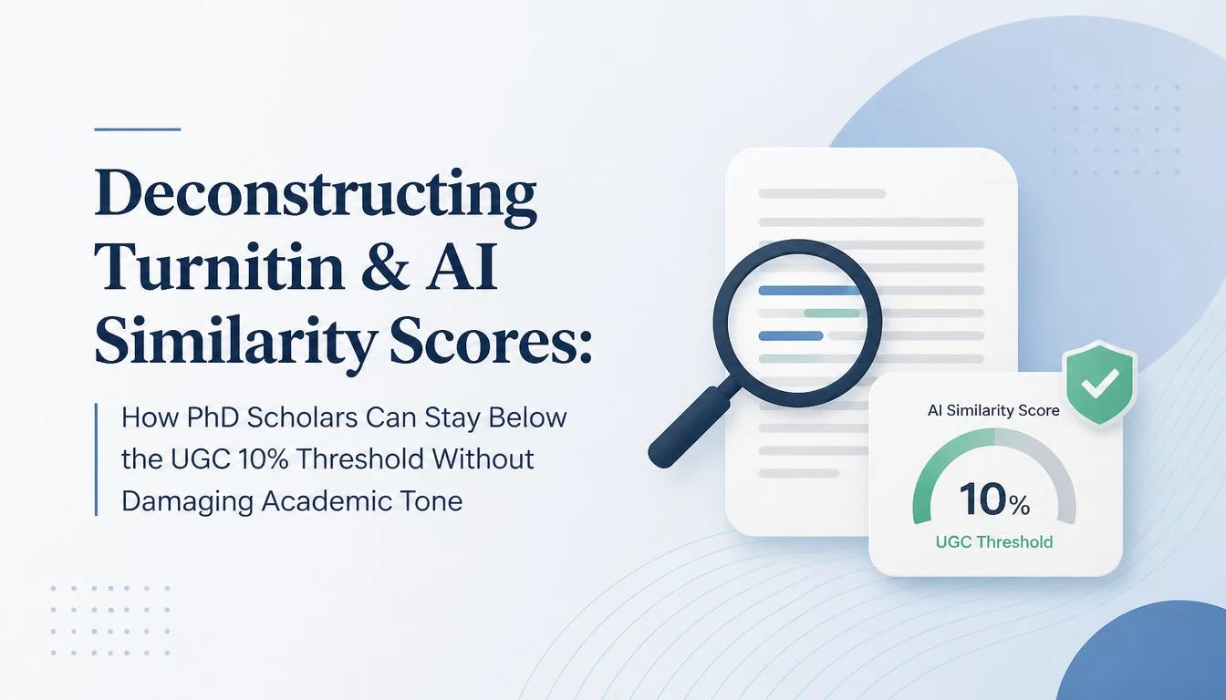 Deconstructing Turnitin & AI Similarity Scores: How PhD Scholars Can Stay Below the UGC 10% Threshold Without Damaging Academic Tone