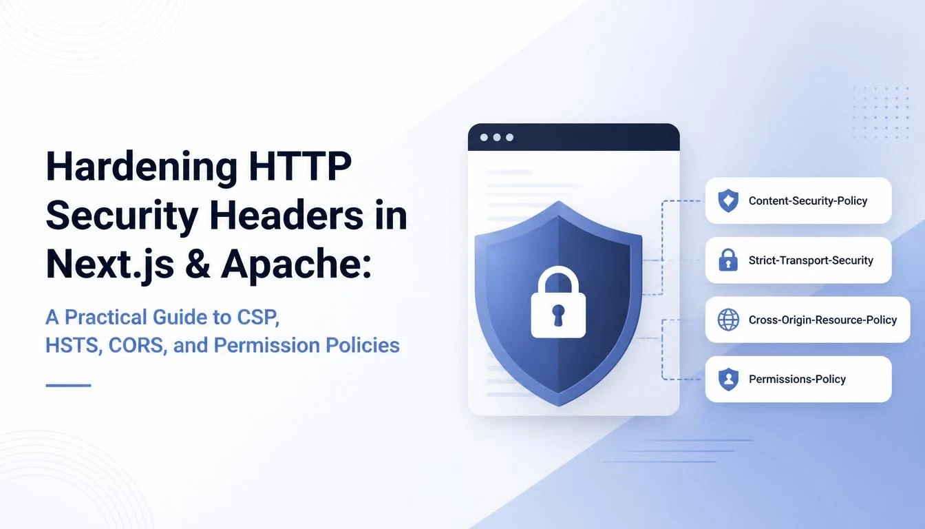 Hardening HTTP Security Headers in Next.js & Apache: A Practical Guide to CSP, HSTS, CORS, and Permission Policies
