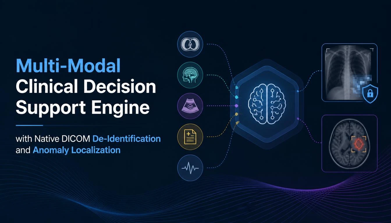 Multi-Modal Clinical Decision Support Engine with Native DICOM De-Identification and Anomaly Localization